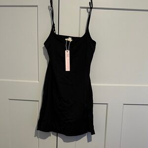 Qinsen Black Tennis Skirt with Pockets